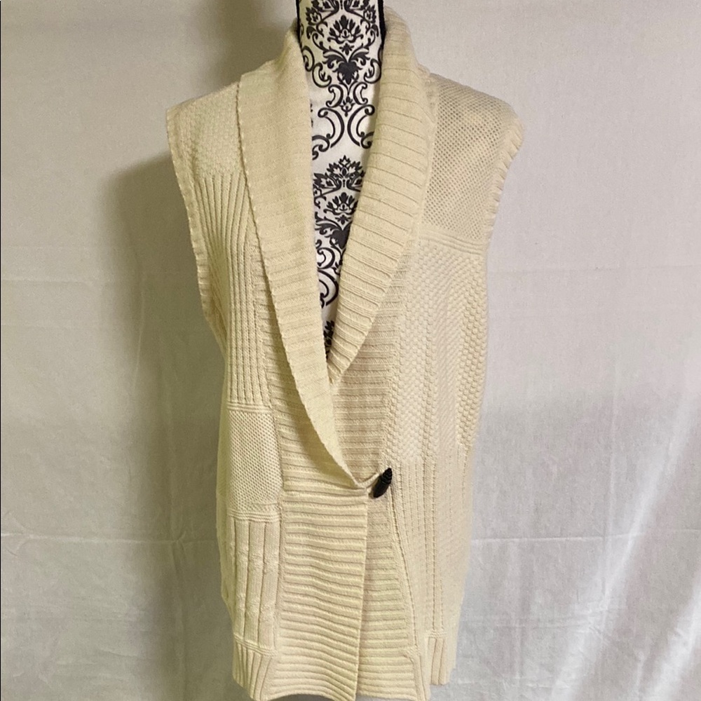 Chaps Cream Ribbed Knit Shrug Poncho NWT 2X